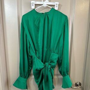 Green Front Tie Formal Dress